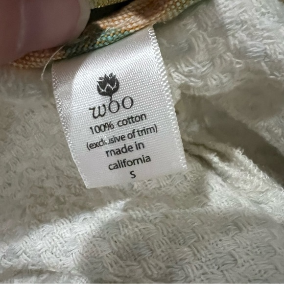 Staci Woo Small Oversized 100% Cotton Made in USA Waffle Knit Fringe Coverup R1 - Picture 4 of 4